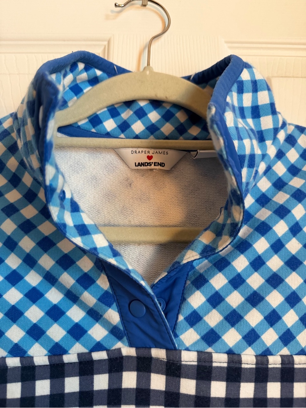 Lands' End Blue Gingham Pullover - Picture 2 of 4